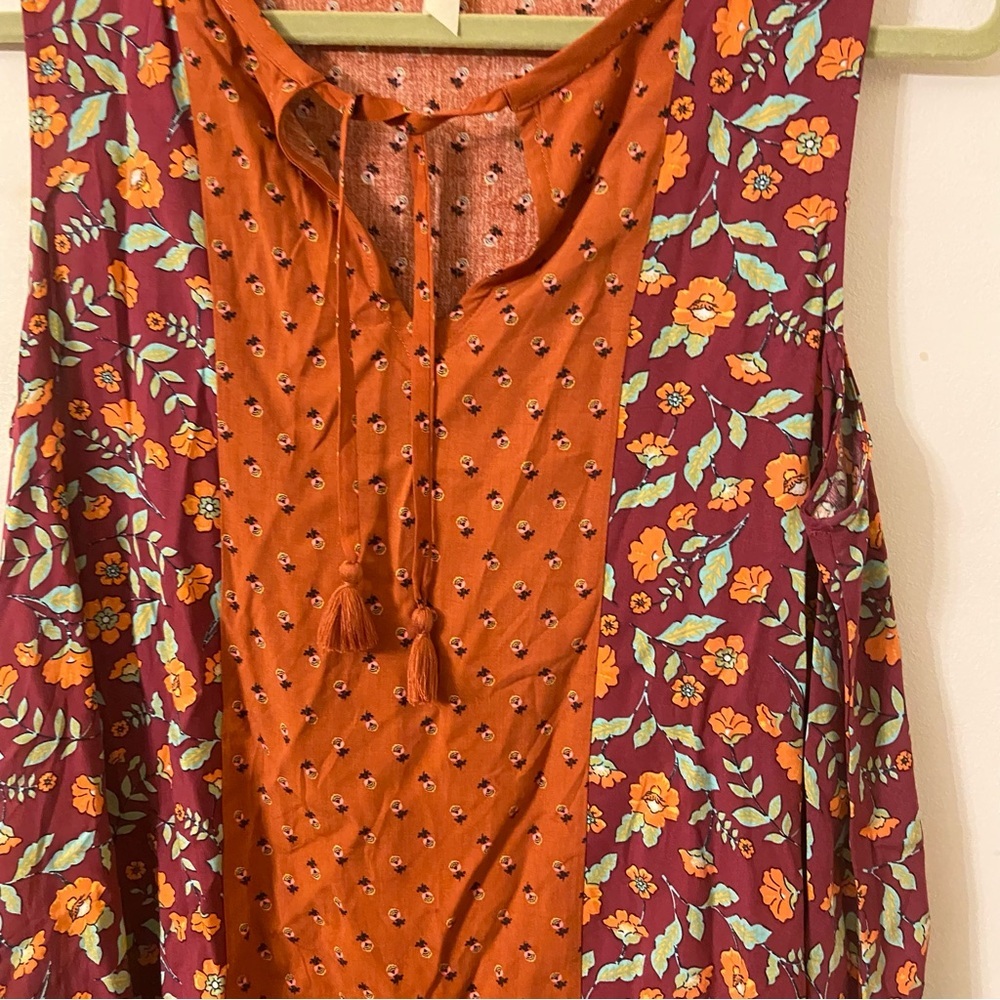 Matilda Jane Mix Print Floral Size Medium Sleeveless Front Tie Boho Blouse. - Picture 6 of 7